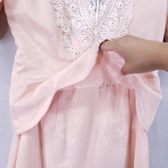 Vintage 80s Scott McClintock Pink Lace Sequin Skirt Suit Dress 4 Peplum Formal - Picture 8 of 16